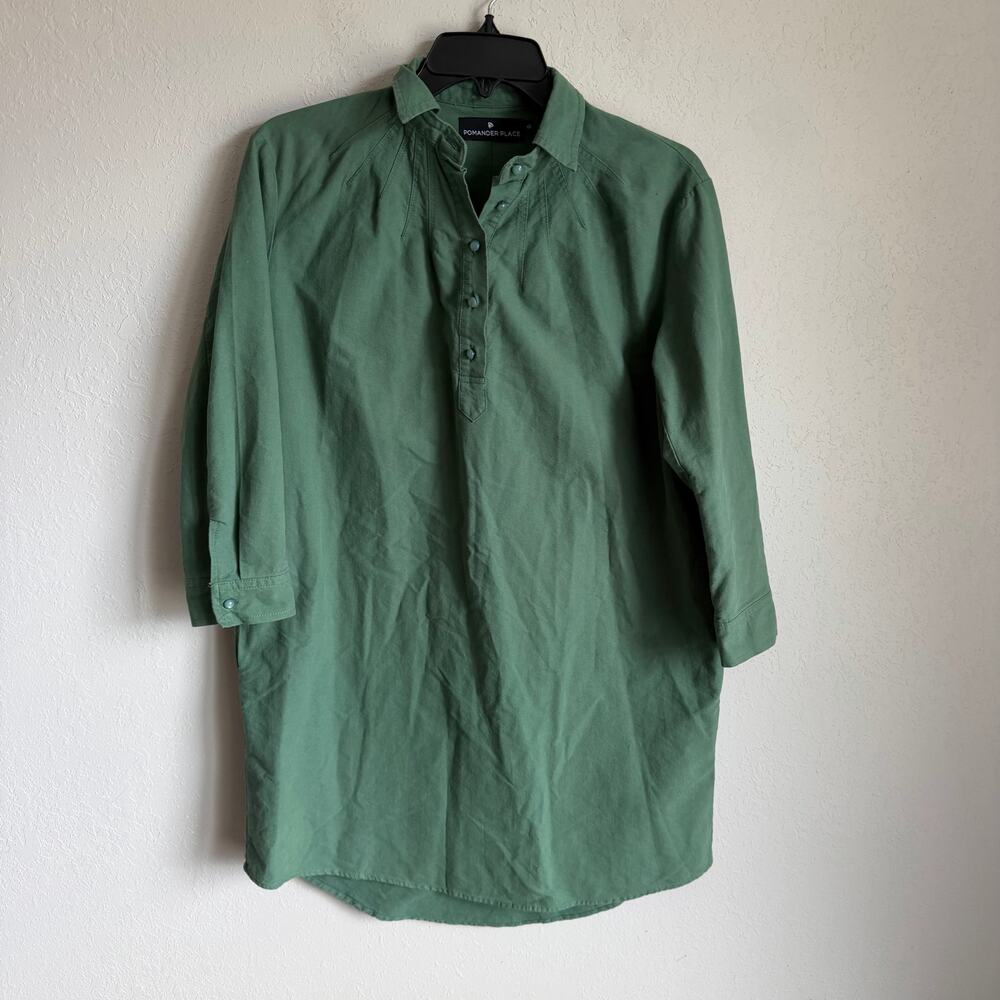 Tuckernuck Pomander Place Green Polly Shirt Dress Womens XS 100% Cotton Simple